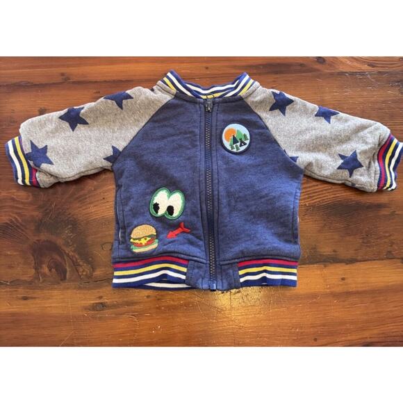 Hanna Andersson Bomber Varsity Jacket Boys 3-6 Months Blue Coat Dragon Patch - Picture 2 of 9